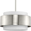Silva Collection Three-Light Brushed Nickel White Linen Shade Pendant (P500399-009)