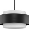 Silva Collection Three-Light Matte Black White Linen Shade Pendant (P500399-31M)