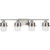 Beckner Collection Four-Light Brushed Nickel Clear Glass Urban Industrial Bath Light (P300425-009)