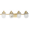 Northlake Collection Four-Light Vintage Brass Clear Glass Transitional Bath Light (P300437-163)