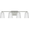 Vertex Collection Four-Light Brushed Nickel Etched White Glass Contemporary Bath Light (P300464-009)