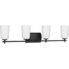 Adley Collection Four-Light Matte Black Etched Opal Glass New Traditional Bath Vanity Light (P300468-31M)