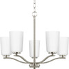 Adley Collection Five-Light Brushed Nickel Etched White Opal Glass New Traditional Chandelier (P400350-009)