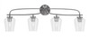 Cavella 4 Light Bath Bar, Graphite Finish, 5" Clear Bubble Glass (3914-GP-210)