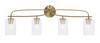 Cavella 4 Light Bath Bar, New Age Brass Finish, 4" Clear Bubble Glass (3914-NAB-530)