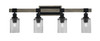 Tacoma 4 Light Bath Bar Shown In Matte Black & Painted Distressed Wood-Look Metal Finish With 4" Smoke Bubble Glass (1844-MBDW-3002)