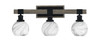 Tacoma 3 Light Bath Bar Shown In Matte Black & Painted Distressed Wood-Look Metal Finish With 5.75" Onyx Swirl Glass (1843-MBDW-4109)