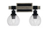 Tacoma 2 Light Bath Bar Shown In Matte Black & Painted Distressed Wood-Look Metal Finish With 5.75" Smoke Bubble Glass (1842-MBDW-4102)