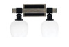 Tacoma 2 Light Bath Bar Shown In Matte Black & Painted Distressed Wood-Look Metal Finish With 6" White Marble Glass (1842-MBDW-4811)