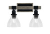 Tacoma 2 Light Bath Bar Shown In Matte Black & Painted Distressed Wood-Look Metal Finish With 6.25" Clear Bubble Glass (1842-MBDW-4760)