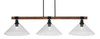 Tacoma 3 Light Bar In Matte Black & Painted Wood-Look Metal Finish With 16" Smoke Bubble Glass  (1863-MBWG-2162)