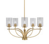 Cavella 5 Light, Uplight Chandelier With Hang Straight Swivel In New Age Brass Finish With 4" Smoke Bubble Glass (3905-NAB-3002)