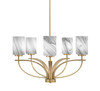 Cavella 5 Light, Uplight Chandelier With Hang Straight Swivel In New Age Brass Finish With 4" Onyx Swirl Glass (3905-NAB-3009)