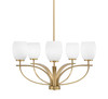 Cavella 5 Light, Uplight Chandelier With Hang Straight Swivel In New Age Brass Finish With 5" White Linen Glass (3905-NAB-615)