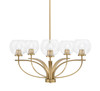 Cavella 5 Light, Uplight Chandelier With Hang Straight Swivel In New Age Brass Finish With 5.75" Clear Bubble Glass (3905-NAB-4100)