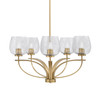 Cavella 5 Light, Uplight Chandelier With Hang Straight Swivel In New Age Brass Finish With 6" Smoke Bubble Glass (3905-NAB-4812)