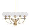 Cavella 5 Light, Uplight Chandelier With Hang Straight Swivel In New Age Brass Finish With 7" Clear Bubble Glass (3905-NAB-202)