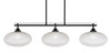 Odyssey 3 Light Island Light Shown In Matte Black Finish With 12" Micro Bubble Ribbed Glass (2636-MB-4658)