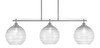 Odyssey 3 Light Island Light Shown In Brushed Nickel Finish With 10" Clear Ribbed Glass (2636-BN-5120)