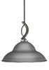 Monterey 1 Light Mini Pendant W/Graphite & Painted Distressed Wood-look Metal Finish With 16" Graphite Double Bubble Metal Shade (2901-GPDW-429-GP)