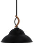 Monterey 1 Light Mini Pendant W/Matte Black & Painted Wood-look Metal Finish With 16" Matte Black Double Bubble Metal Shade (2901-MBWG-429-MB)