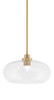 Odyssey Stem Hung Mini Pendant, New Age Brass Finish,13" Clear Bubble Glass (2601-NAB-206)