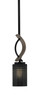 Monterey 1 Light Mini Pendant Shown In Matte Black & Painted Distressed Wood-look Metal Finish With 4" Black Matrix Glass (2901-MBDW-4069)