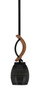 Monterey 1 Light Mini Pendant Shown In Matte Black & Painted Wood-look Metal Finish With 5" Black Matrix Glass (2901-MBWG-4029)