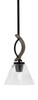 Monterey 1 Light Mini Pendant Shown In Matte Black & Painted Distressed Wood-look Metal Finish With 7" Clear Bubble Glass (2901-MBDW-302)