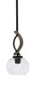 Monterey 1 Light Mini Pendant Shown In Matte Black & Painted Distressed Wood-look Metal Finish With 7" Clear Bubble Glass (2901-MBDW-202)