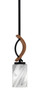 Monterey 1 Light Mini Pendant Shown In Matte Black & Painted Wood-look Metal Finish With 4" Onyx Swirl Glass (2901-MBWG-3009)