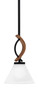 Monterey 1 Light Mini Pendant Shown In Matte Black & Painted Wood-look Metal Finish With 7" White Muslin Glass (2901-MBWG-312)