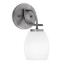 Cavella Wall Sconce, Graphite Finish, 5" White Linen Glass (3911-GP-615)
