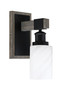 Tacoma 1 Light Wall Sconce Shown In Matte Black & Painted Distressed Wood-Look Metal Finish With 4" White Marble Glass (1841-MBDW-3001)