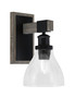 Tacoma 1 Light Wall Sconce Shown In Matte Black & Painted Distressed Wood-Look Metal Finish With 6.25" Clear Bubble Glass (1841-MBDW-4760)