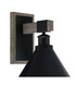 Tacoma 1 Light Wall Sconce Shown In Matte Black & Painted Distressed Wood-Look Metal Finish With 7" Matte Black Cone Metal Shade  (1841-MBDW-421-MB)