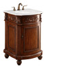 24 Inch Single Bathroom Vanity In Brown With Ivory White Engineered Marble (VF-1009-VW)