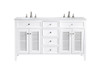 60 Inch Double Bathroom Vanity In White With Ivory White Engineered Marble (VF-1042-VW)