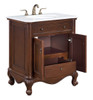 30 Inch Single Bathroom Vanity In Teak Color With Ivory White Engineered Marble (VF-1032-VW)