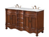 60 Inch Double Bathroom Vanity In Teak With Ivory White Engineered Marble (VF-1048-VW)