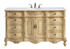 60 Inch Single Bathroom Vanity In Antique Beige With Ivory White Engineered Marble (VF101S60AB-VW)