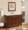 48 Inch Single Bathroom Vanity In Teak Color With Ivory White Engineered Marble (VF-1040-VW)