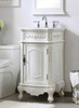 19 Inch Single Bathroom Vanity In Antique White With Ivory White Engineered Marble (VF10119AW-VW)