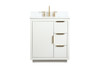 30 Inch Single Bathroom Vanity In White With Backsplash (VF19430WH-BS)