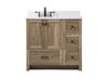 36 Inch Single Bathroom Vanity In Natural Oak With Backsplash (VF2836NT-BS)