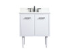 30 Inch Single Bathroom Vanity In White With Backsplash (VF48030MWH-BS)