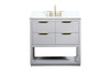 36 Inch Single Bathroom Vanity In Grey With Backsplash (VF19236GR-BS)