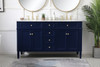 60 Inch Double Bathroom Vanity In Blue (VF12560DBL)