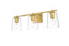 Elegant Furniture and Lighting Kacey 3 Light Brass And Clear Bath Sconce (LD7310W23BRA)