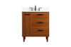 30 Inch Bathroom Vanity In Teak With Backsplash (VF47030MTK-BS)
